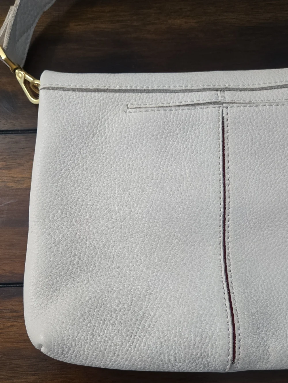 HAMMITT VIP Crossbody Clutch Medium Pebbled Leather Off White Brushed Gold